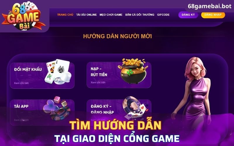 Tìm hướng dẫn tại giao diện cổng game